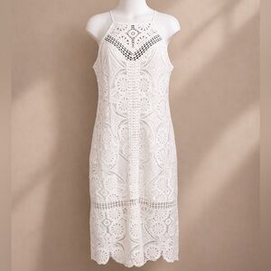 J.O.A. White Lace Midi Dress